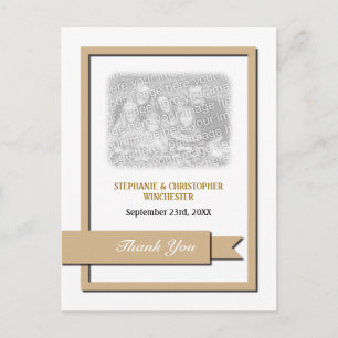 Light Brown Ribbon Thank You Photo Postcard