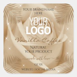 Light Brown Rose Palm Leaves Product Labels Logo