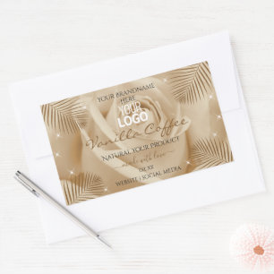 Light Brown Rose Palm Leaves Product Labels Logo