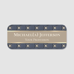 Light Brown Seven Golden Stars Blue Professional Name Tag