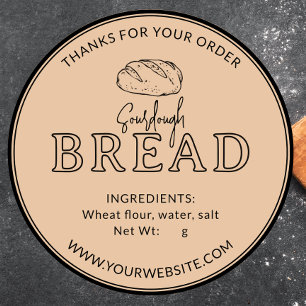 Light Brown Sourdough Bread Thank You Sticker