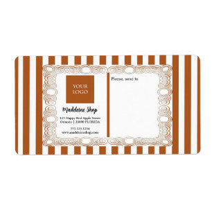 Light Brown Stripes & Curly Frame & Logo