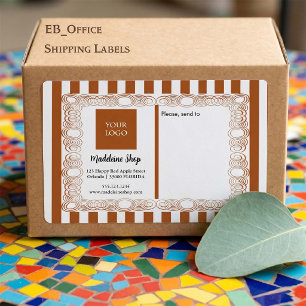 Light Brown Stripes & Curly Frame & Logo
