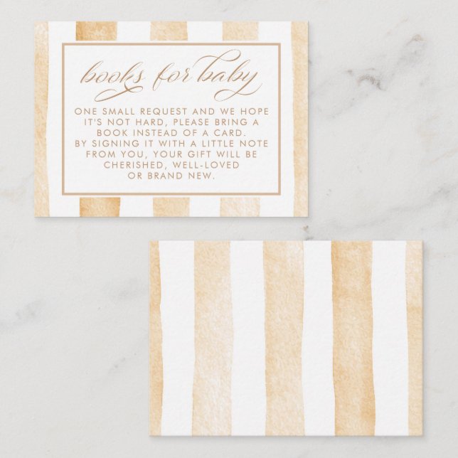Light Brown Stripes Cute Books For Baby Request Enclosure Card (Front/Back)