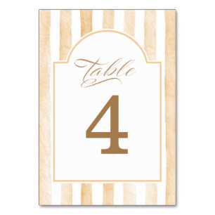 Light Brown Stripes Elegant Baby Shower Table Number