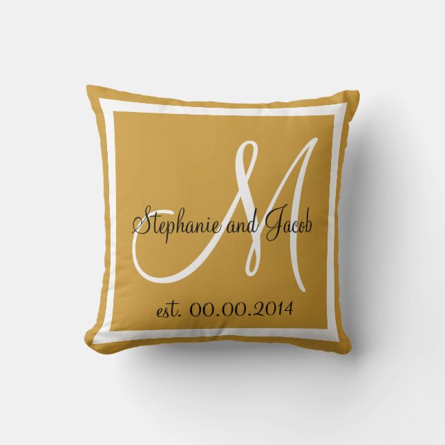 Light Brown Tan Wedding keepsake pillow (Front)