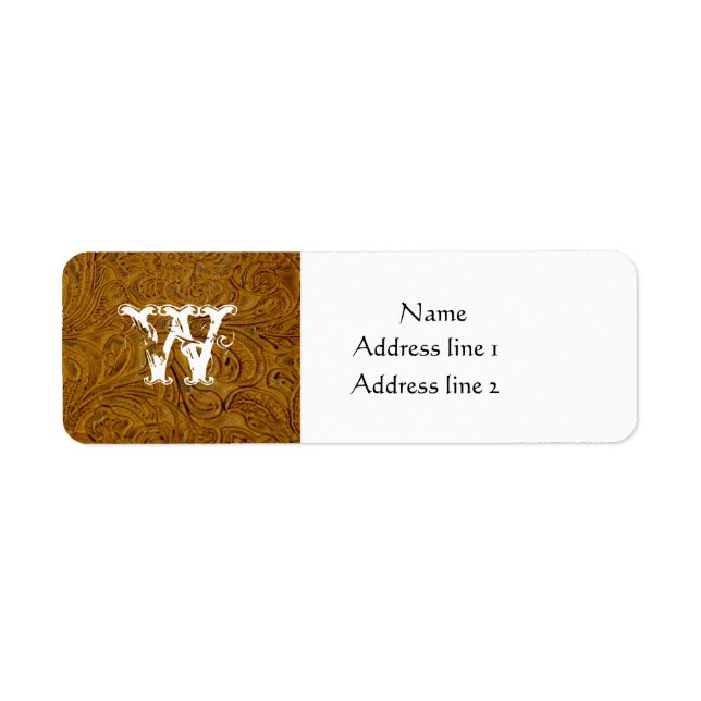 Light Brown Tooled Leather Address Labels (Front)