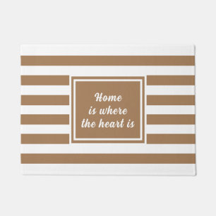 Light brown & White Stripe Personalised Door Mat