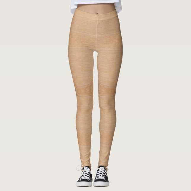 Light brown wood grain leggings (Front)