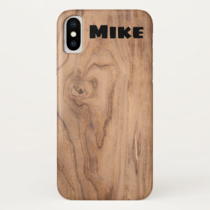 Light Brown Wood Grain Personalized Name Case-Mate iPhone Case