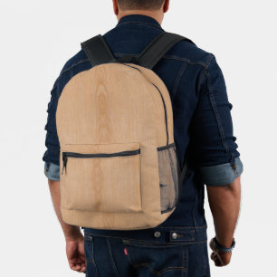 Light brown wood grain printed backpack