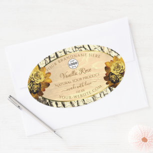 Light Brown Wood Grain Roses Product Labels Logo