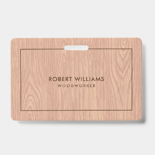 Light Brown Wood Grain Texture ID Badge