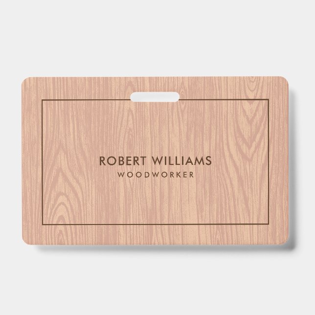 Light Brown Wood Grain Texture ID Badge (Front)