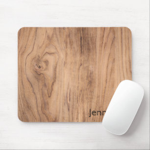 Light Brown Wood Grain with Name Personalization Mouse Pad