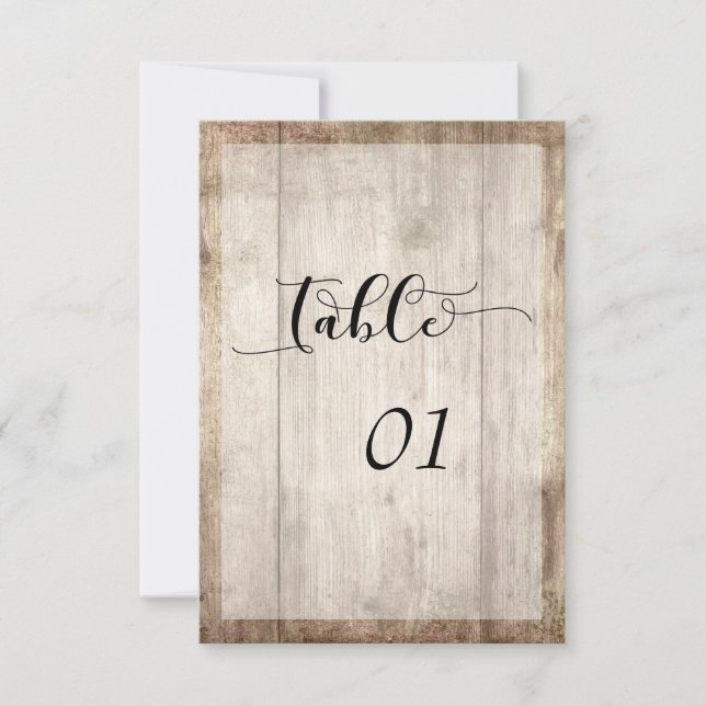 Light Brown Wood & Lights Table Number Card (Front)