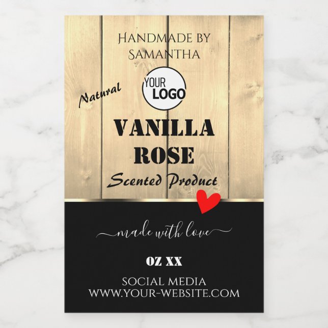 Light Brown Wooden Boards Product Labels with Logo (Single Label)