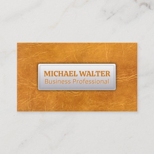 Light Brown Worn Leather Background Business Card (Front)
