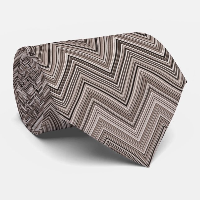 Light Brown Zigzag Pattern  Tie (Rolled)