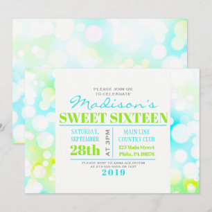 LIGHT BUBBLES Sweet Sixteen 16 Invitation