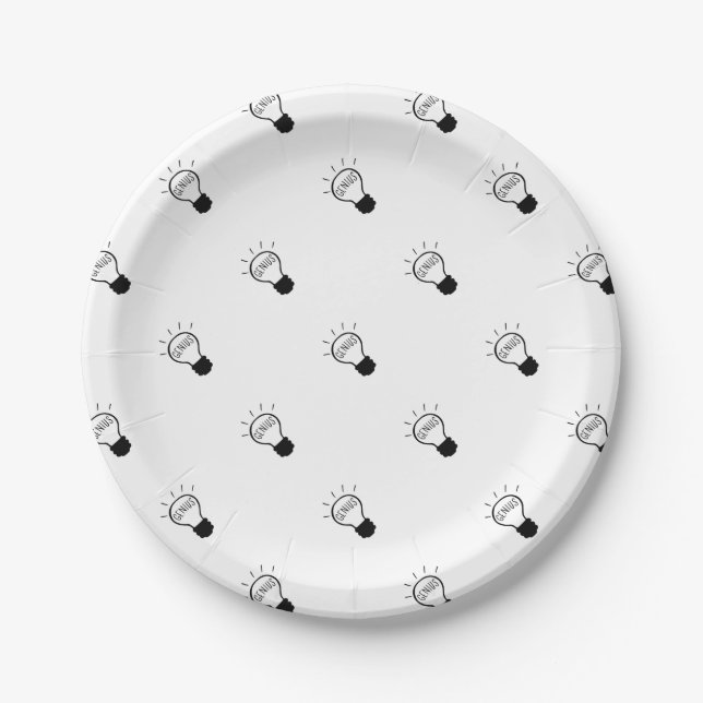 Light bulb in black and white paper plate (Front)