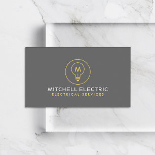 LIGHT BULB MONOGRAM LOGO for ELECTRICIANS Business Card