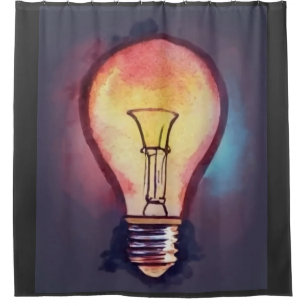 Light Bulb Watercolor Painting, Bulb Shower Curtain