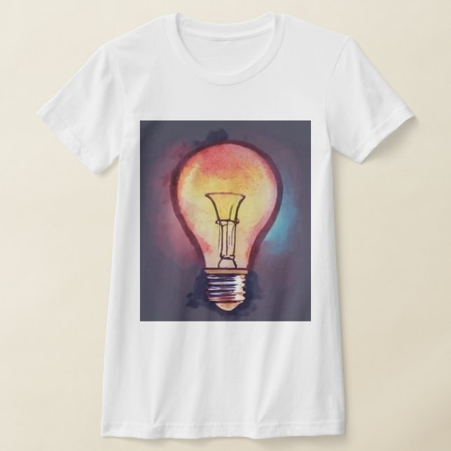 Light Bulb Watercolor Painting, Bulb T-Shirt (Laydown)