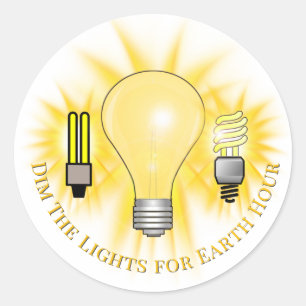 Light Bulbs Dim The Lights Earth Hour Classic Round Sticker
