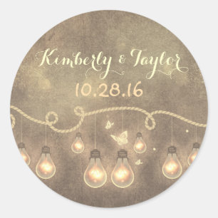 Light Bulbs - String Lights Wedding Classic Round Sticker