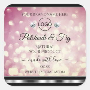 Light Burgundy Glitter Product Label Diamonds Logo