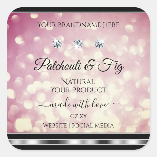 Light Burgundy Glitter Product Labels Diamonds (Front)