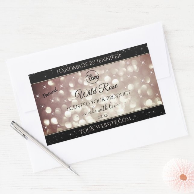 Light Burgundy Glitter Sparkle Logo Product Labels (Envelope)