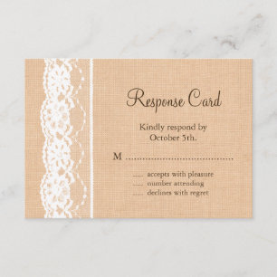 Light Burlap and Vintage Lace RSVP Card