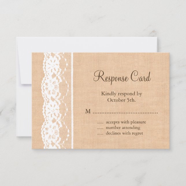 Light Burlap and Vintage Lace RSVP Card (Front)
