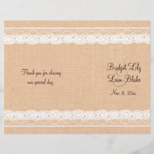 Light Burlap & Vintage Lace Wedding Program