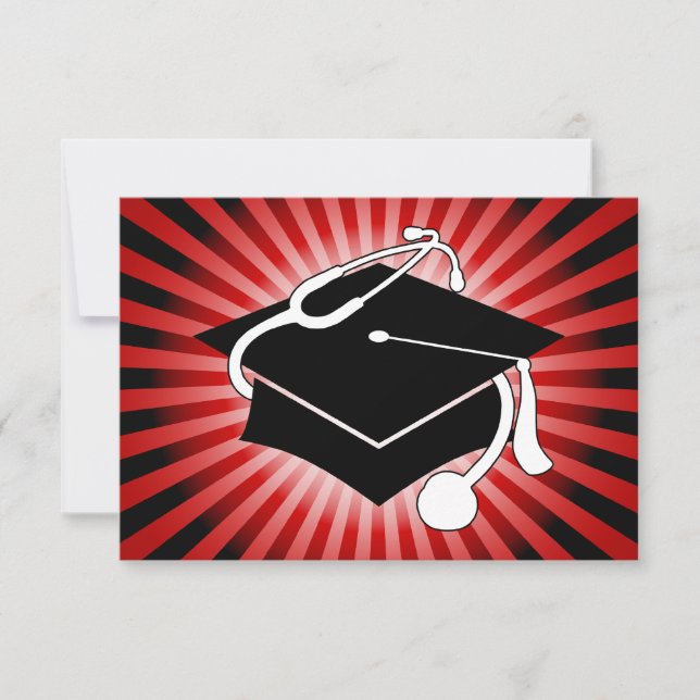 light burst medical graduation cap invitation (Front)