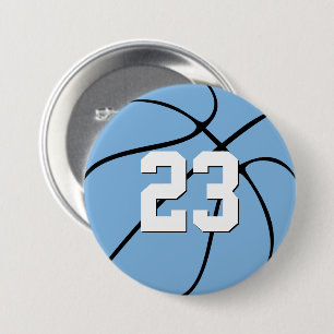 Light Carolina Blue Basketball Player Number Sport 7.5 Cm Round Badge