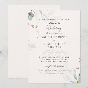 Light Champagne Botanical Website Wedding Invitation
