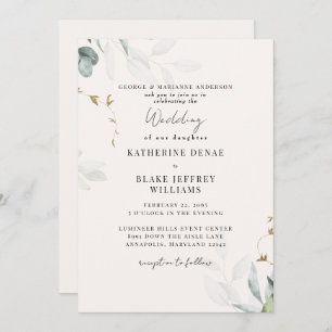 Light Champagne Botanical Wedding Invitation