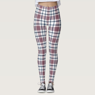 Light chequered retro pattern brown grey white leggings