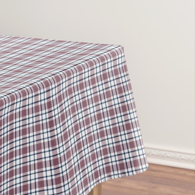 Light chequered retro pattern brown grey white tablecloth (In Situ)
