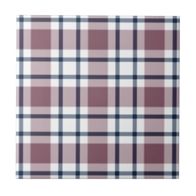 Light chequered retro pattern brown grey white tile (Front)