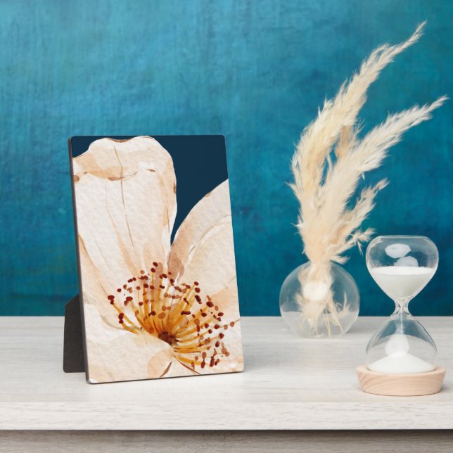 Light Colour Flower With Dark Ocean Background Plaque (Side)