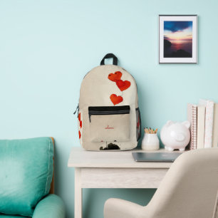 Light Coloured Customisable Hearts Printed Backpack