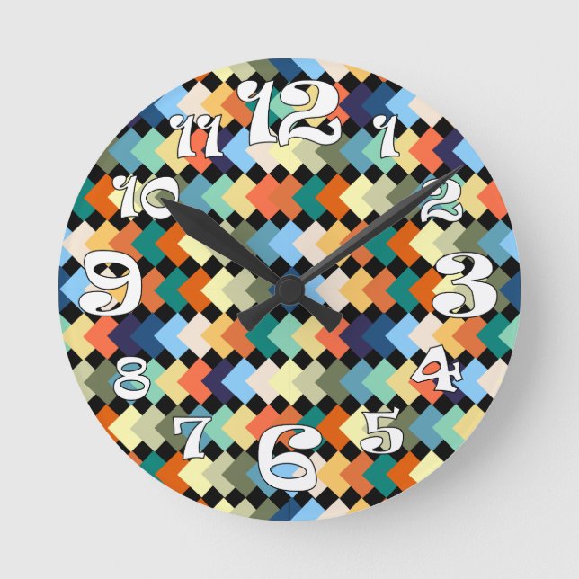 Light Coloured Diamonds Round Clock (Front)