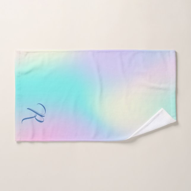 Light colours holographic background bath towel set (Hand Towel)