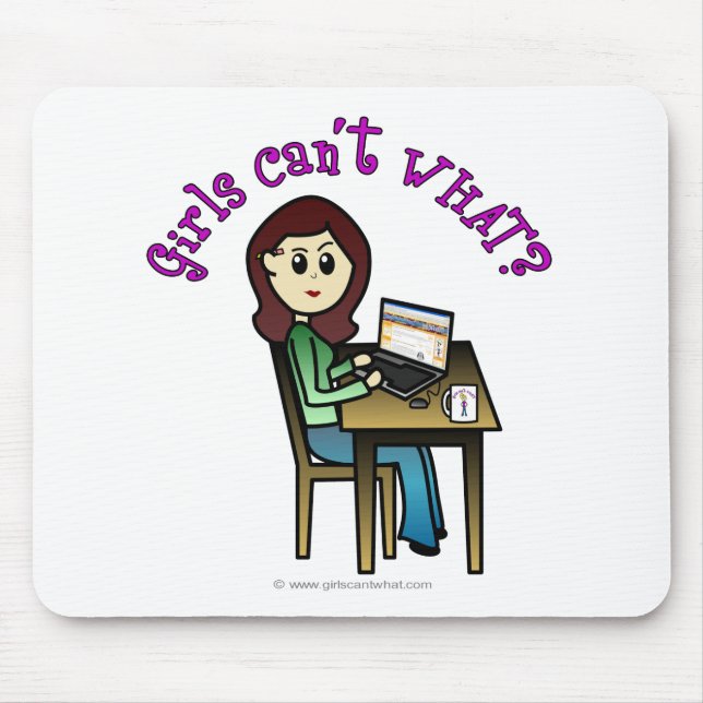 Light Computer Girl Mouse Pad (Front)