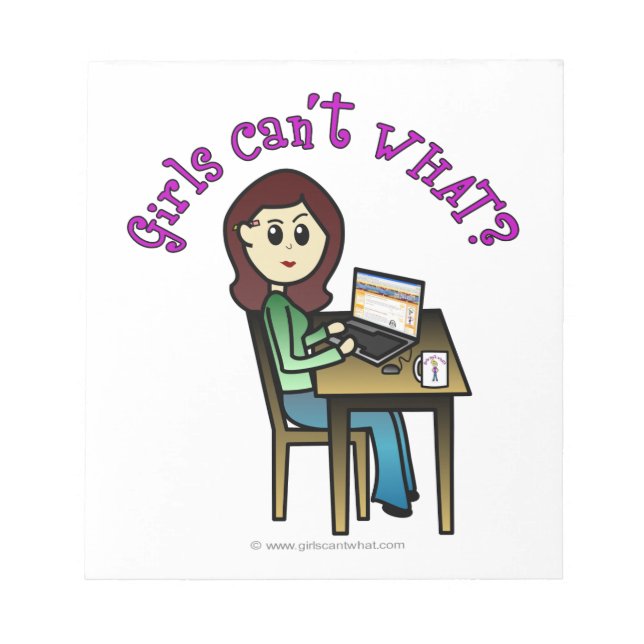 Light Computer Girl Notepad (Front)