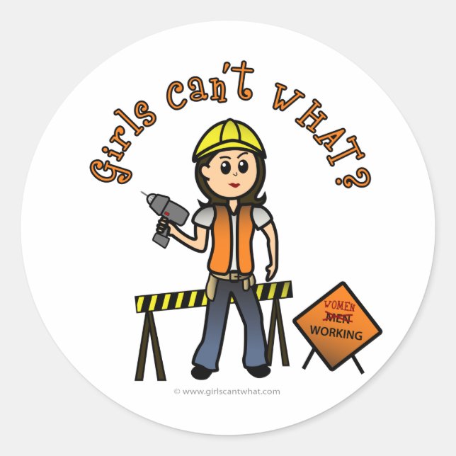 Light Construction Classic Round Sticker (Front)